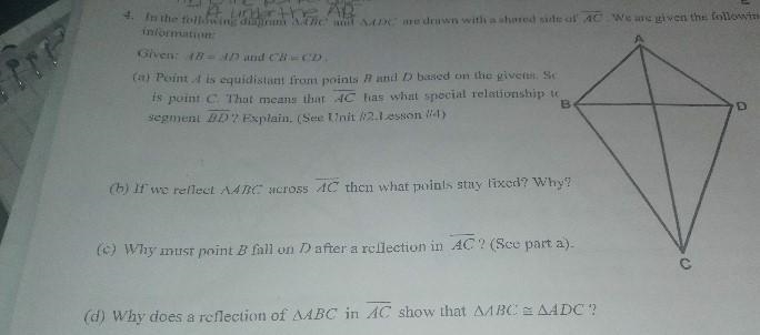 D) Why does a reflection of a triangle ABC in /AC show that triangle ABC=triangle-example-1