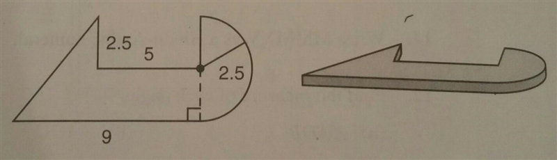 Find the volume of a right solid whose base is the figure shown on the left and whose-example-1