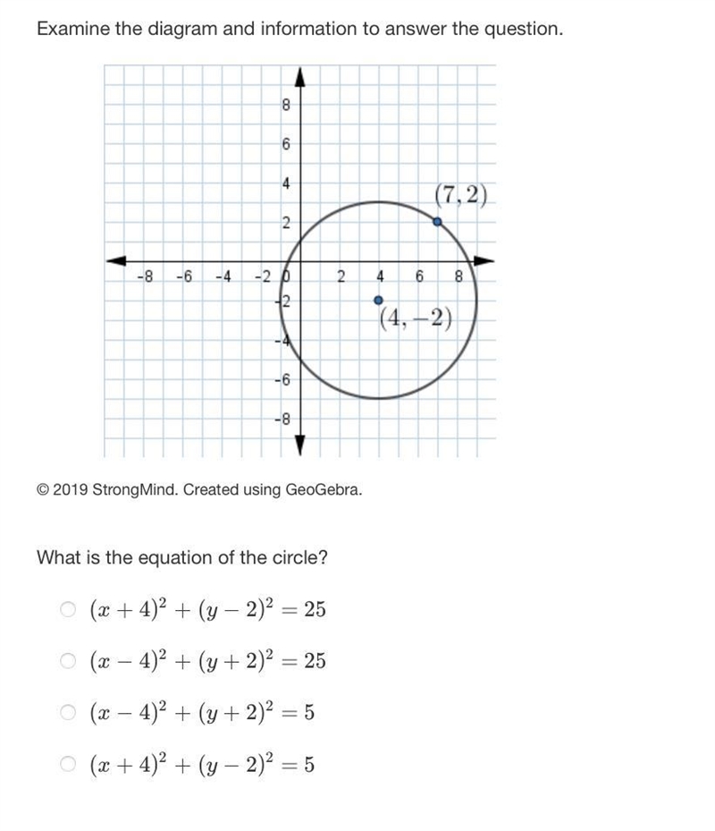 What is the equation of the circle?-example-1