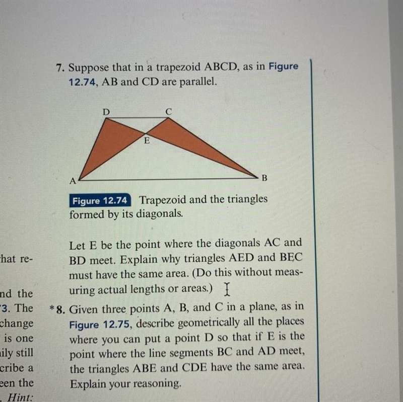 7.) suppose they’re in a trapezoid ABC D, as in figure 12.74 AB and CD are parallel-example-1