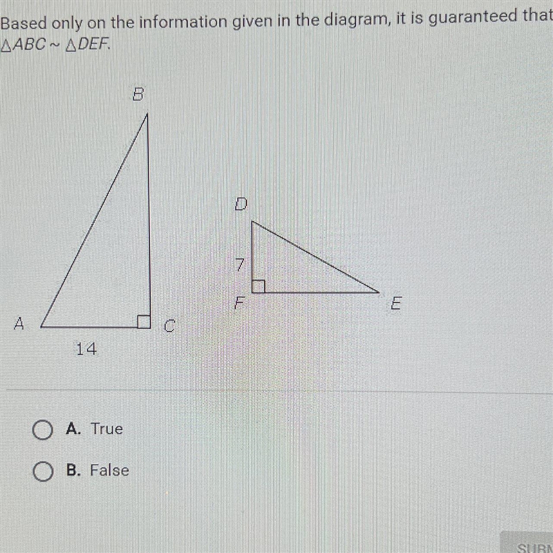 Based only on the information given in the diagram, it is guaranteed thatAABC-ADEFO-example-1