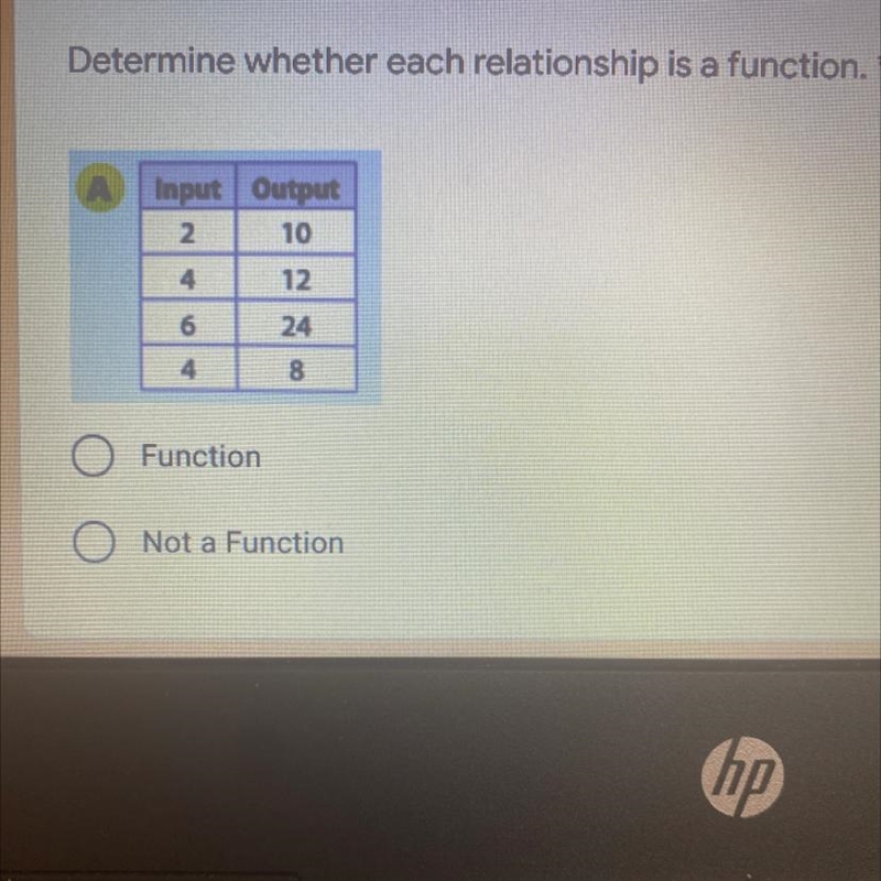 Is this relationship function or not function-example-1