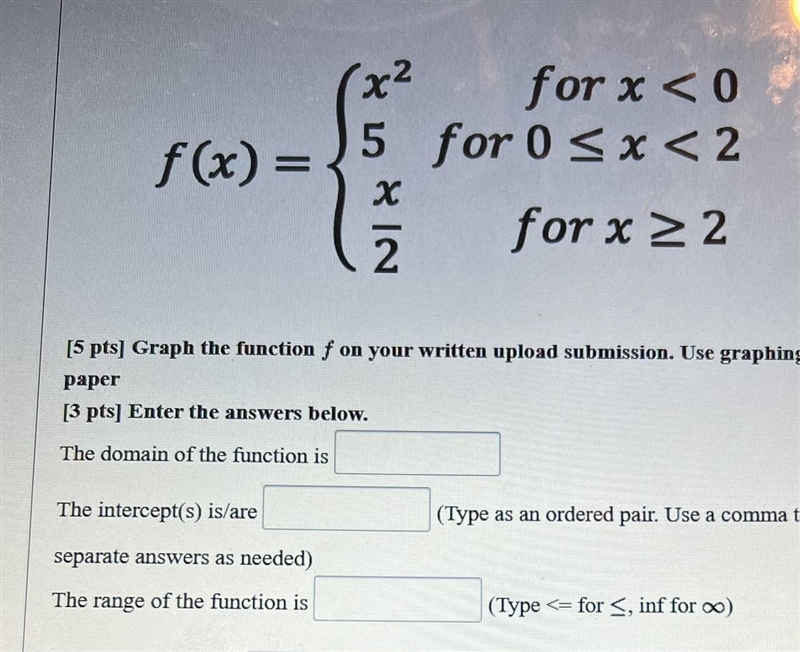 The domain , intercepts and range of the function .-example-1