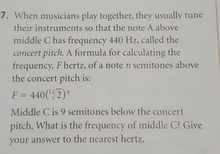 How to solve this problem? (the answer is 262 Hz). i want to know the step by step-example-1