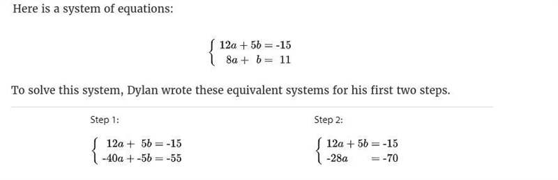 Describe the move Dylan made to get each equivalent system. Explain how you know. Write-example-1