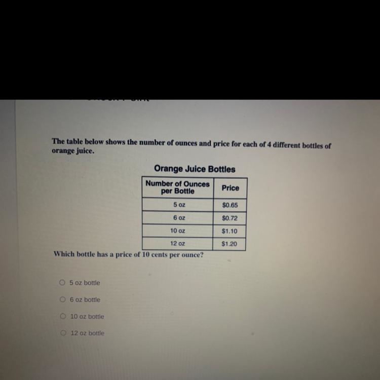 The table below shows the number of ounces in price for each of the four different-example-1