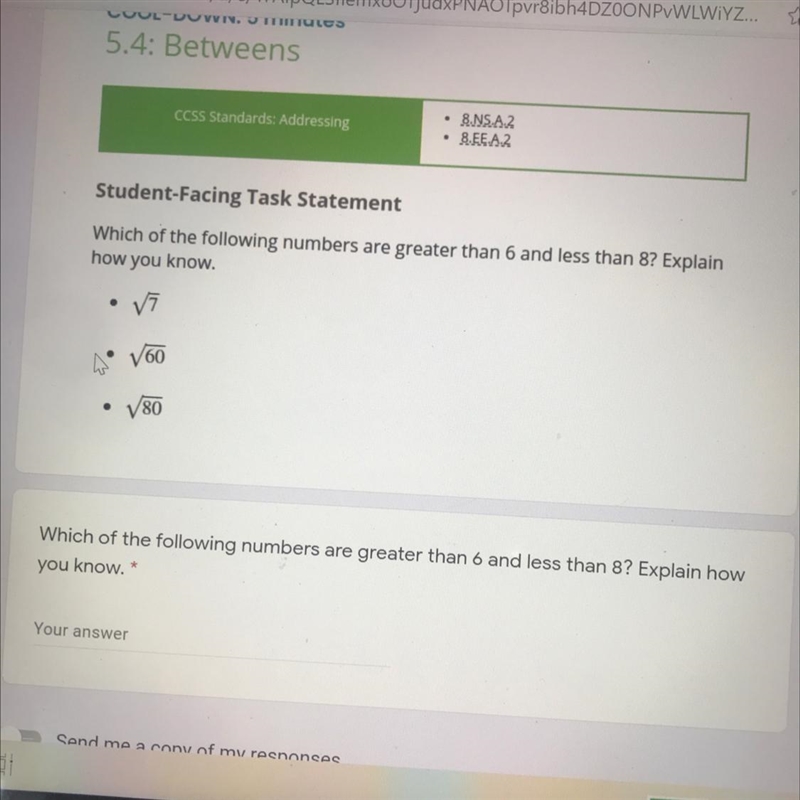 Which of the following numbers are greater than 6 and less than 8? Explainhow you-example-1