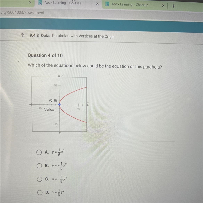 HELP PLS ASAP Question 4 of 10 Which of the equations below could be the equation-example-1