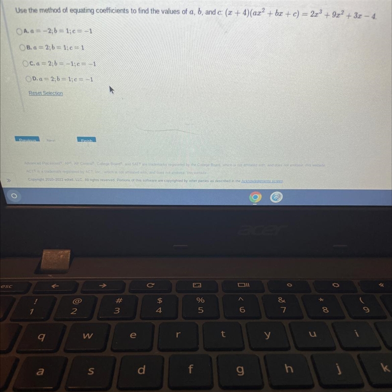 Use the method of equating coefficients to find the values of a, b, and c: (x + 4) (ar-example-1