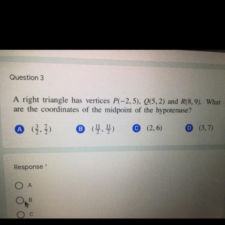 A right triangle has vertices P(-2,5), Q(5,2) and R(8,9). Whatare the coordinates-example-1