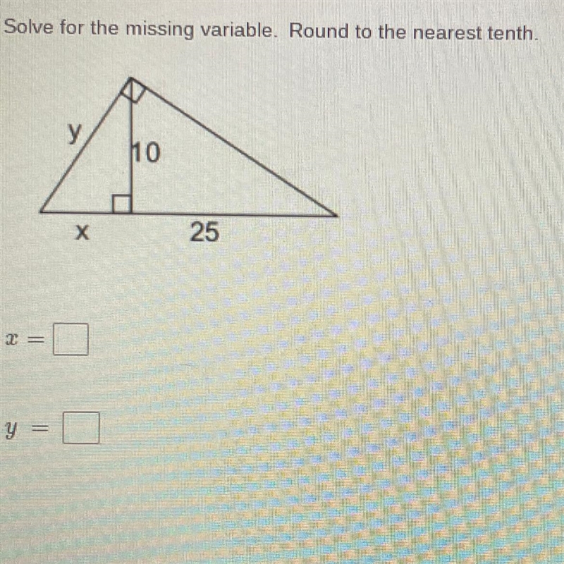 Solve for the missing variable. Round to the nearest tenth.-example-1