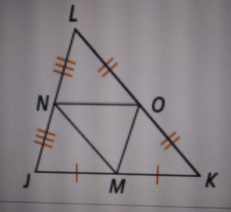 Use the figure at the right . if JK=5x+23 and NO=29, what is the value of x?-example-1