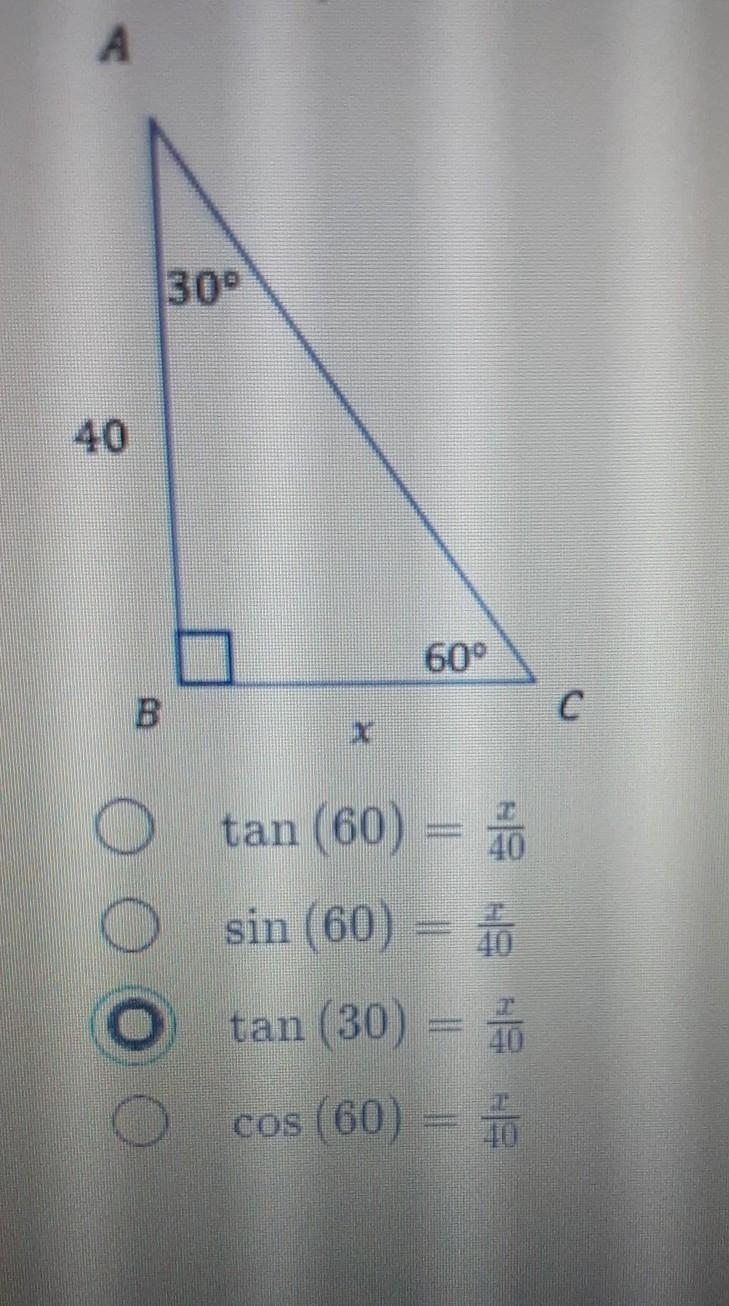 Select the equation that can be used to solve for x.-example-1