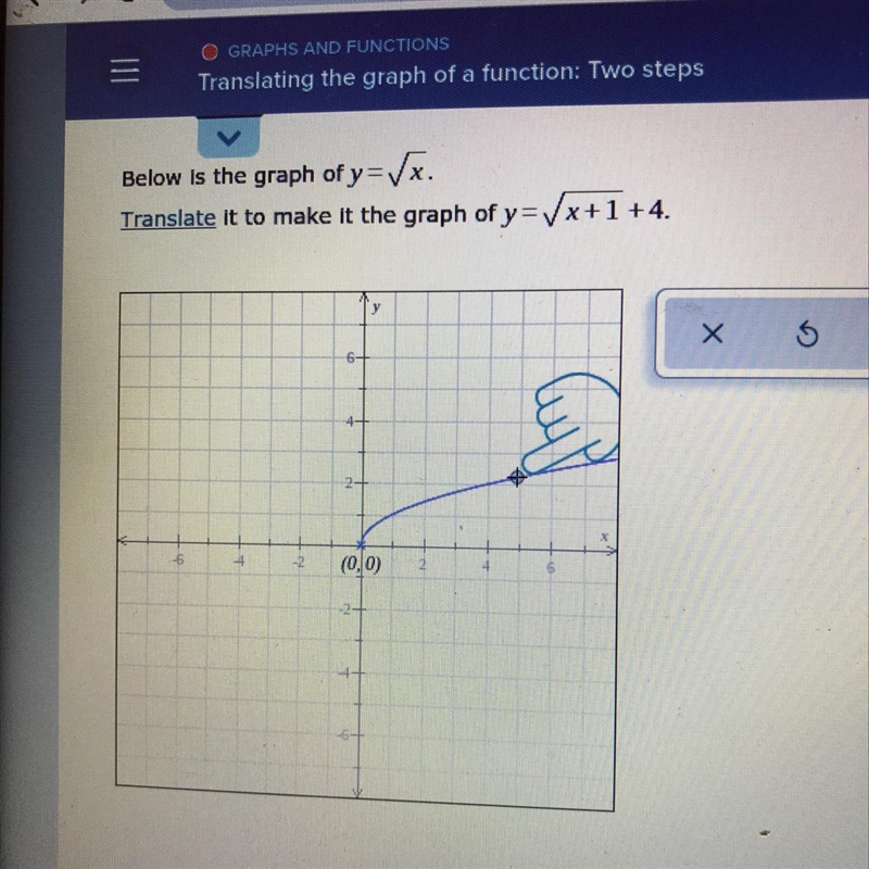 Below is the graph of y=\x.Translate it to make it the graph of y=\x+1 +4.-example-1