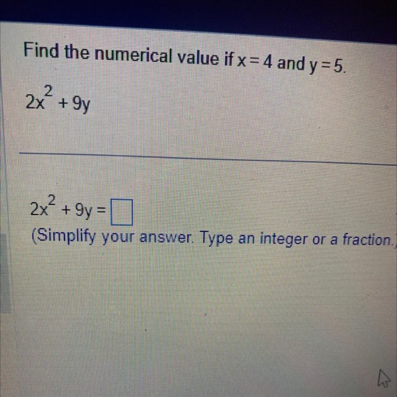 Find the numerical value if x=4 and y=5-example-1