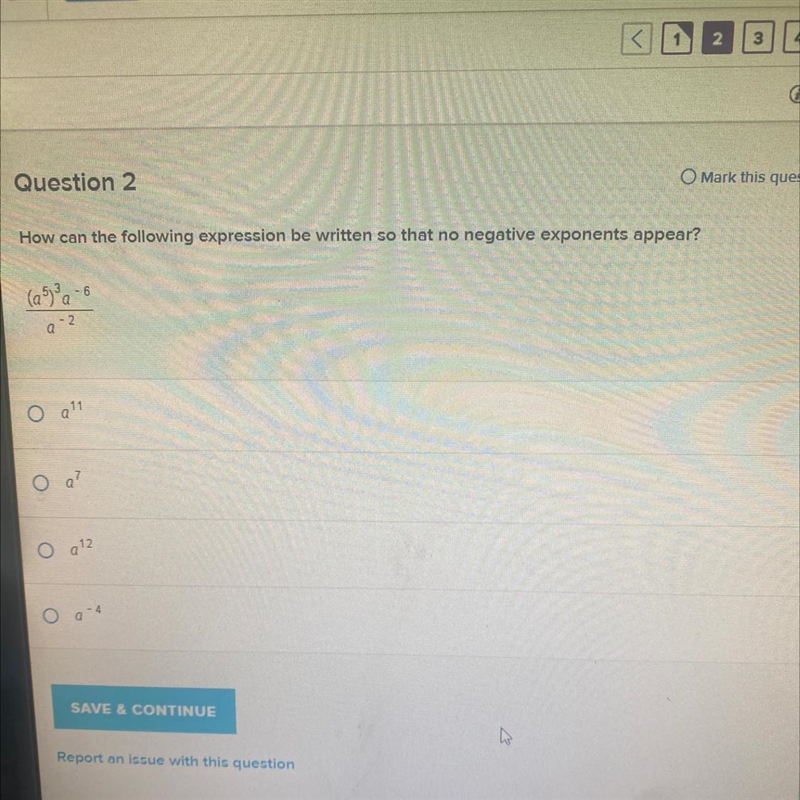 How can the following expression be written so that no negative exponents appear? (a-example-1