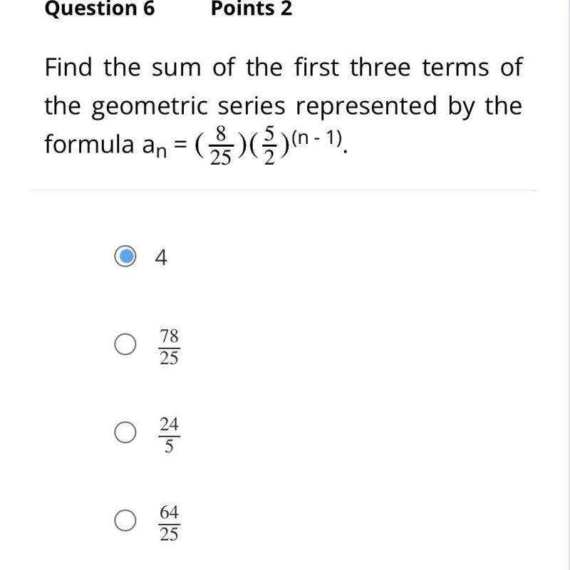 Find the sum of the first three terms of the geometric series represented by the formula-example-1