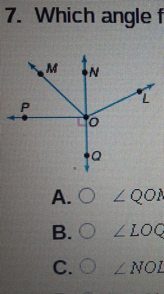 Which angle forms a linear pair with-example-1