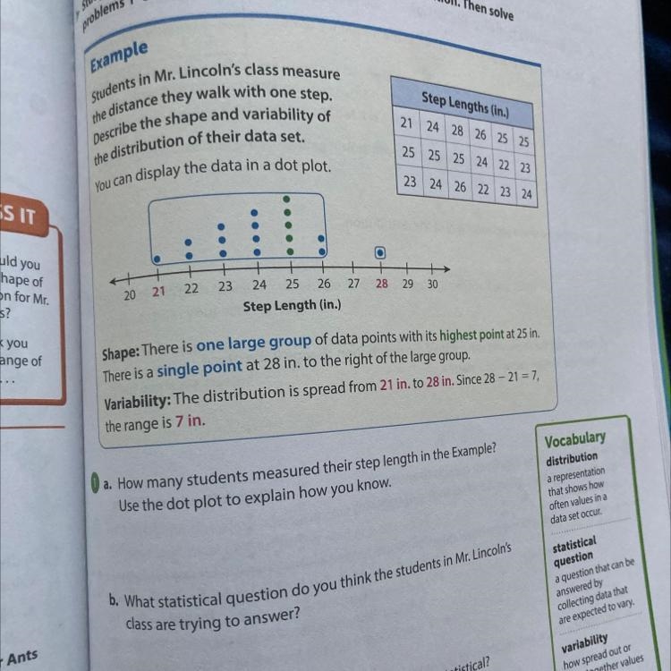 How many students measured their step length in the example-example-1