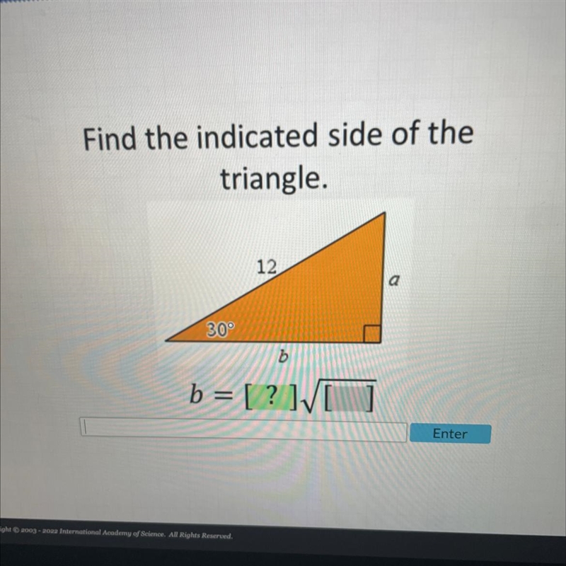 Find the indicated side of the triangle.-example-1