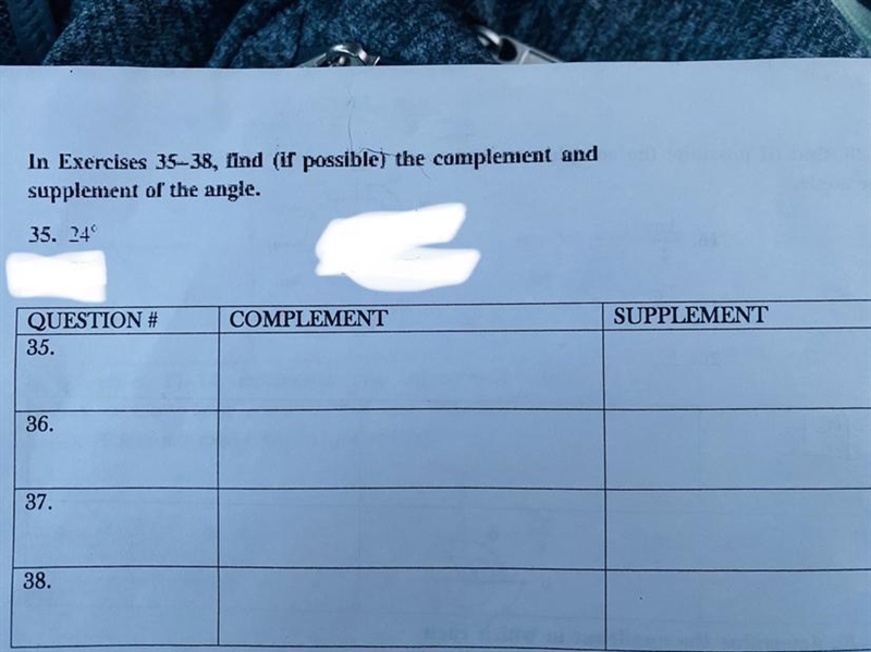 Hi, can you help me to find (Ir possible) the complement andsupplement of the angle-example-1