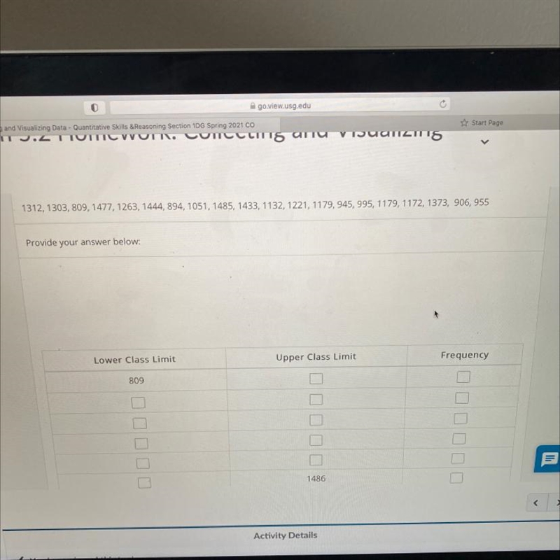 William wishes to view a frequency table for grouped data using his monthly credit-example-1