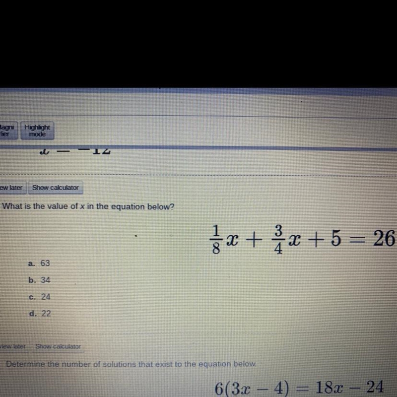 3. What is the value of x in the equation below a. 63 Х b. 34 Х c. 24 X d. 22 Helpp-example-1