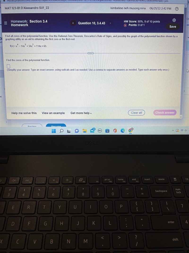 Homework: Section 3.4HomeworkQuestion 10, 3.4.43 >HW Score: 90%, 9 of 10 pointsPoints-example-1