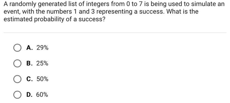 A randomly generated list of integers from O to 7 is being used to simulate anevent-example-1