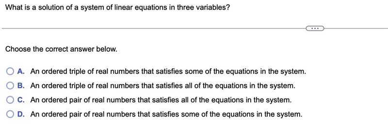 What is a solution of a system of linear equations in three variables?-example-1