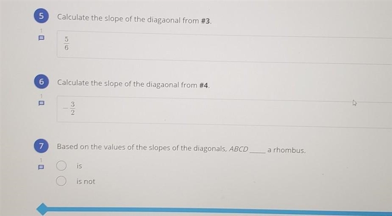 I have to figure out if it is a rhombus based on the slopes-example-1