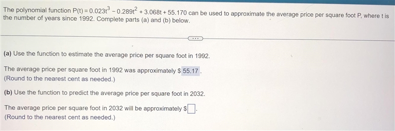 ​(b) Use the function to predict the average price per square foot in 2032 .-example-1