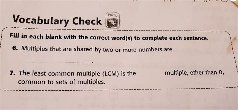 СК K Fill in each blank with the correct word(s) to complete each sentence. 6. Multiples-example-1