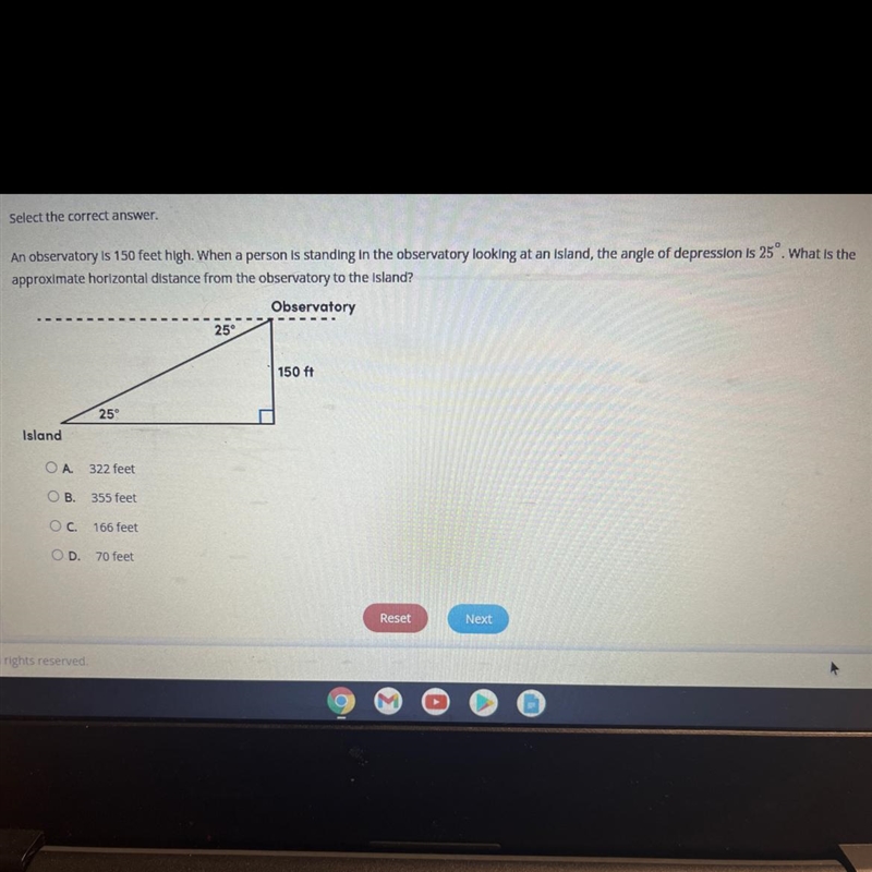 What is the approximate horizontal distance from the observatory to the island?-example-1