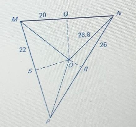 in the diagram the perpendicular bisectors of triangle MNP meet at point O the circumcenter-example-1