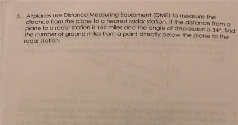 Find the number of ground miles from a point directly below the plain to the radar-example-1