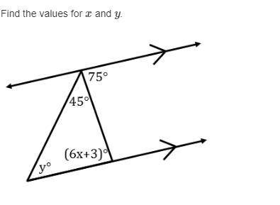 Question Find the values for x and y .-example-1