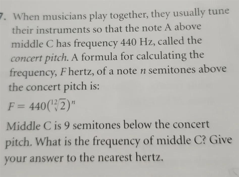 How to solve this problem? (the answer is 262 Hz). i want to know the step by step-example-1