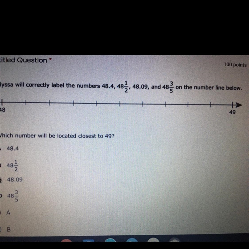 Alyssa will correctly label the numbers 48.4, 48482, 48.09, and 48on the number line-example-1