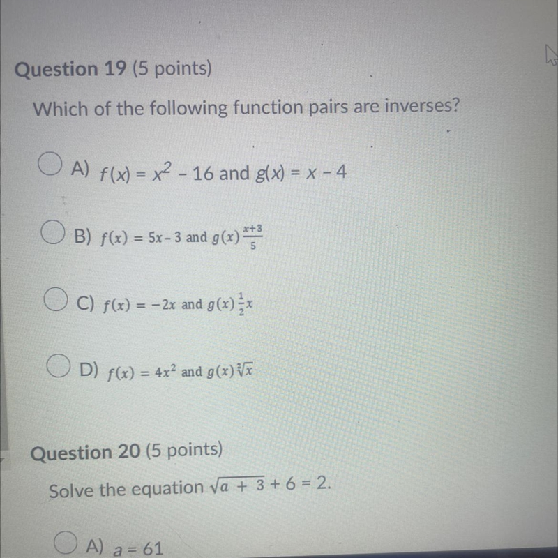 Find the inverse of the following function pairs-example-1