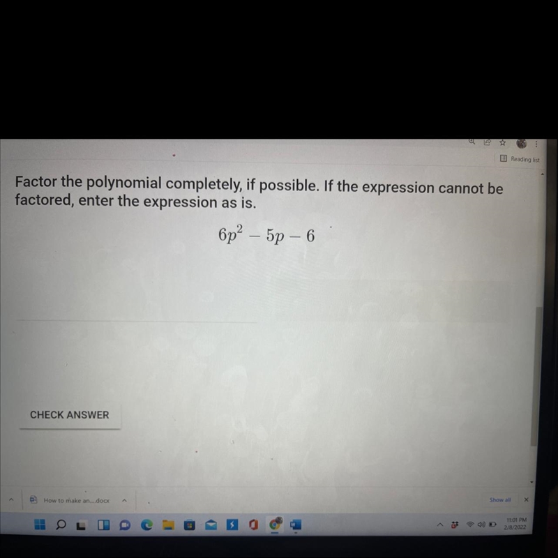 Factor the polynomial if possible. If the expression be factored enter the expression-example-1