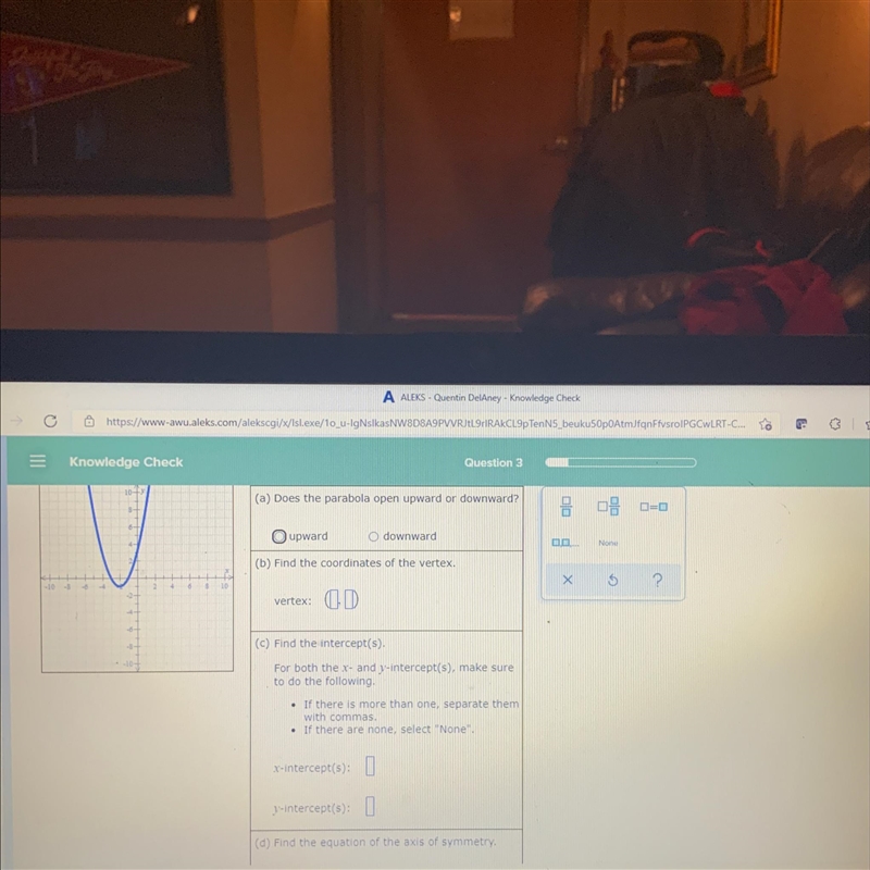 Use the graph of the parabola to fill the table .-example-1