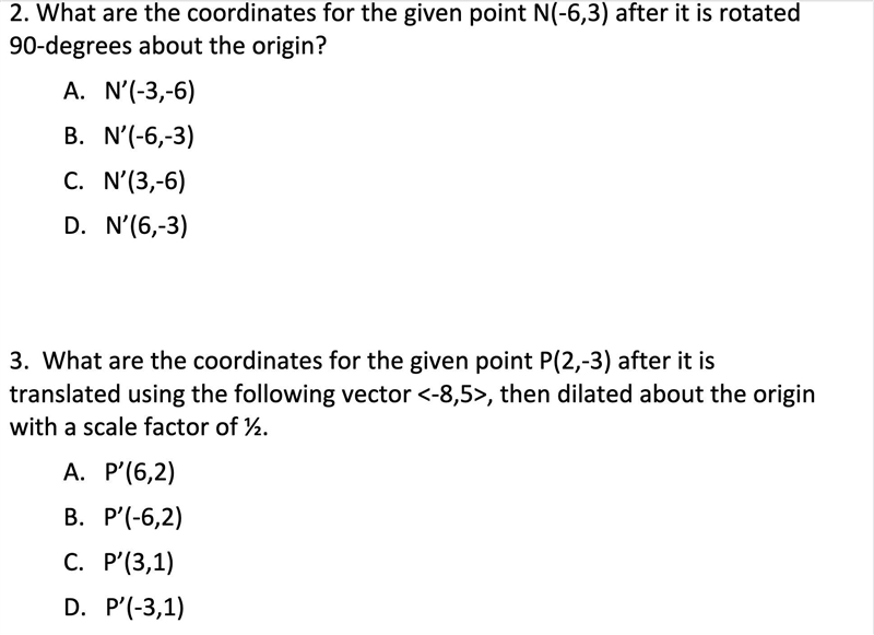 What are the coordinates for the given point N(-6,3) after it is rotated 90-degrees-example-1