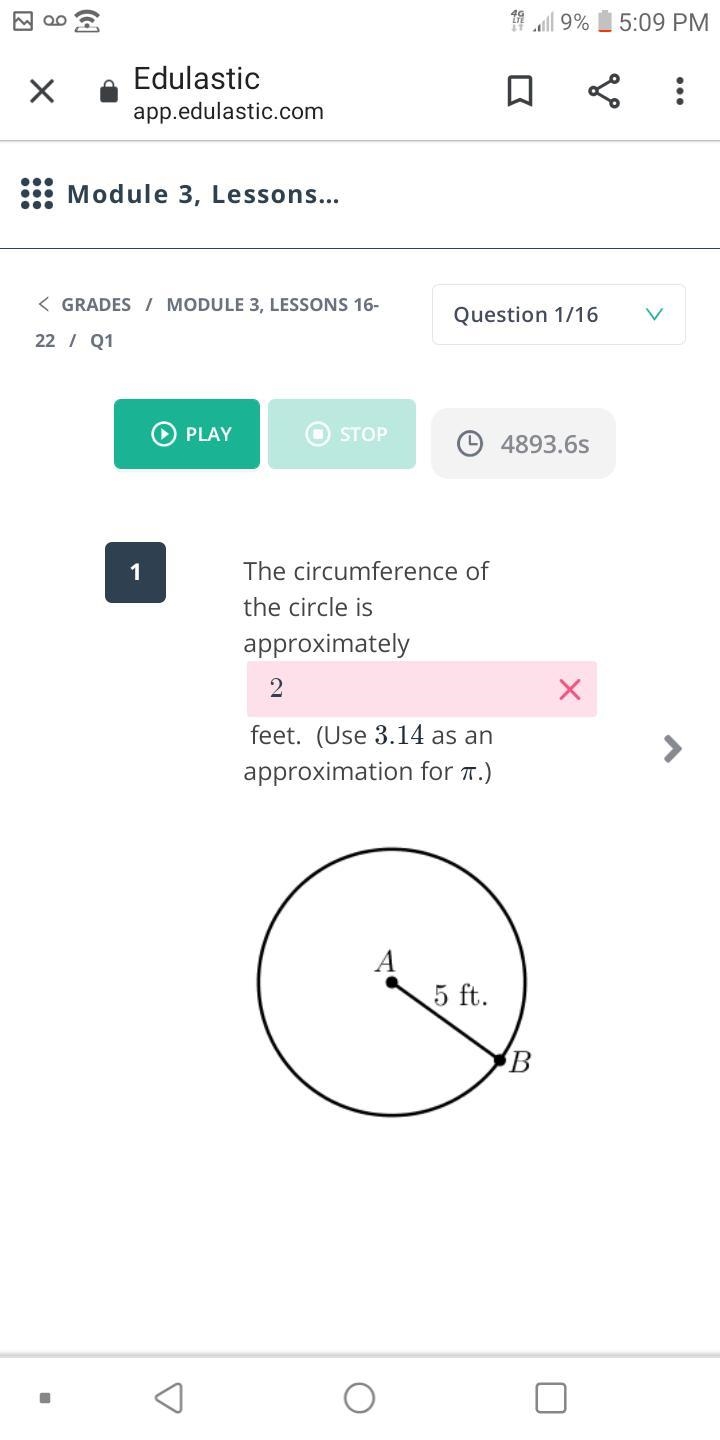 the circumference of the circle is approximately _____ feet . (Use 3.14 as an approximation-example-1