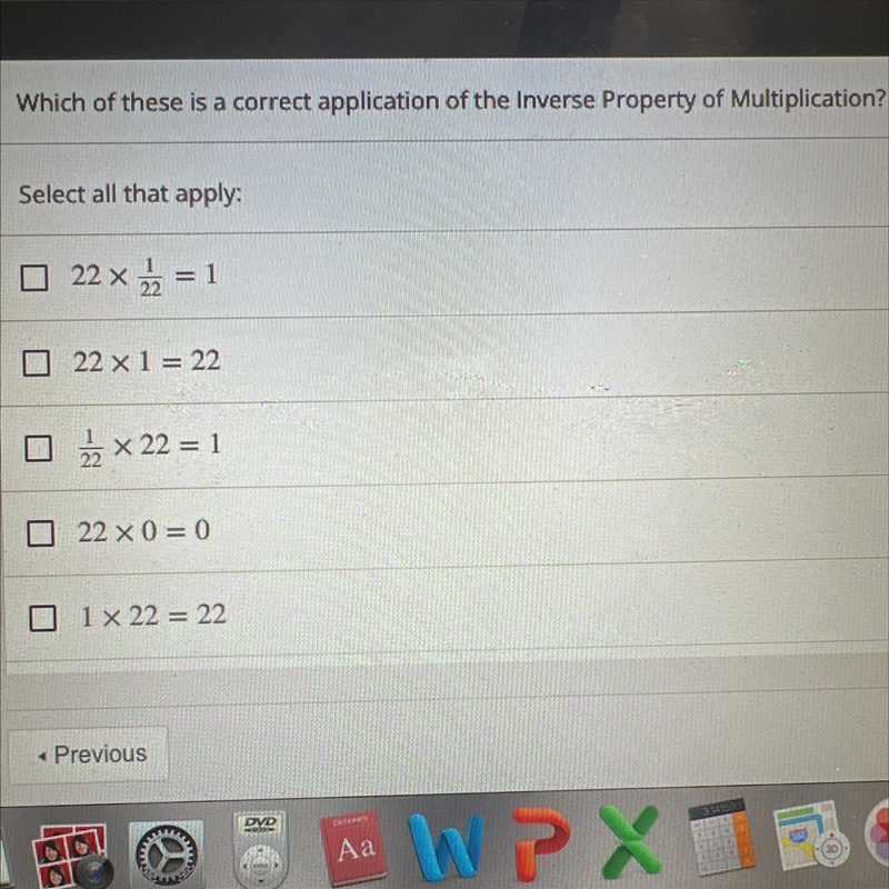 Which of these is a correct application of the inverse property of multiplication-example-1