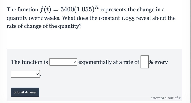 What does the constant 1.055 reveal about the rate of change of the quantity?-example-1