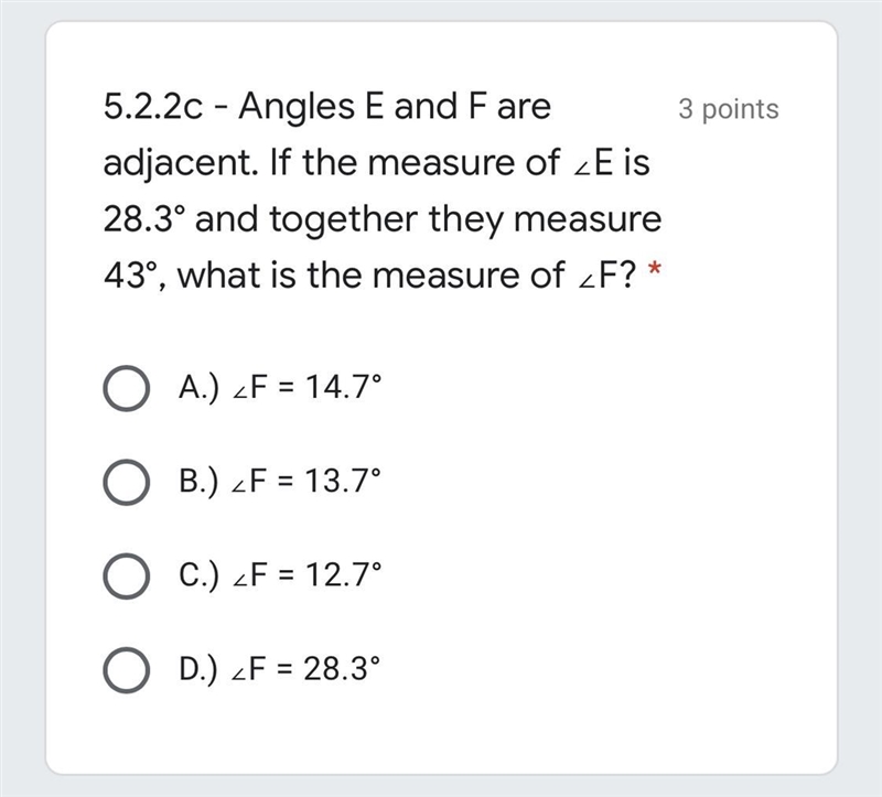 Angles E and F are adjacent. If the measure of ∠E is 28.3° and together they measure-example-1