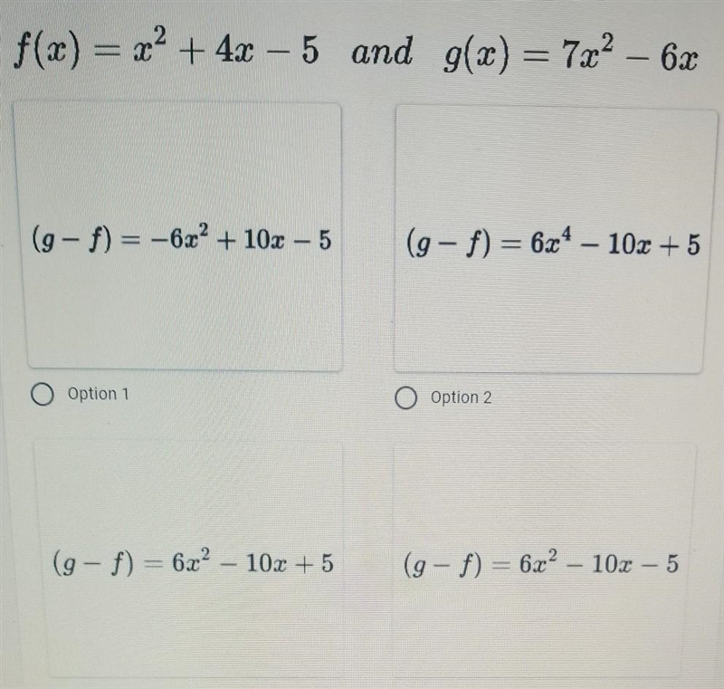 Find each new function in simplest form g-fWhich of the four options is it?-example-1