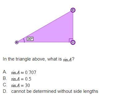 In the triangle above, what is sin A-example-1