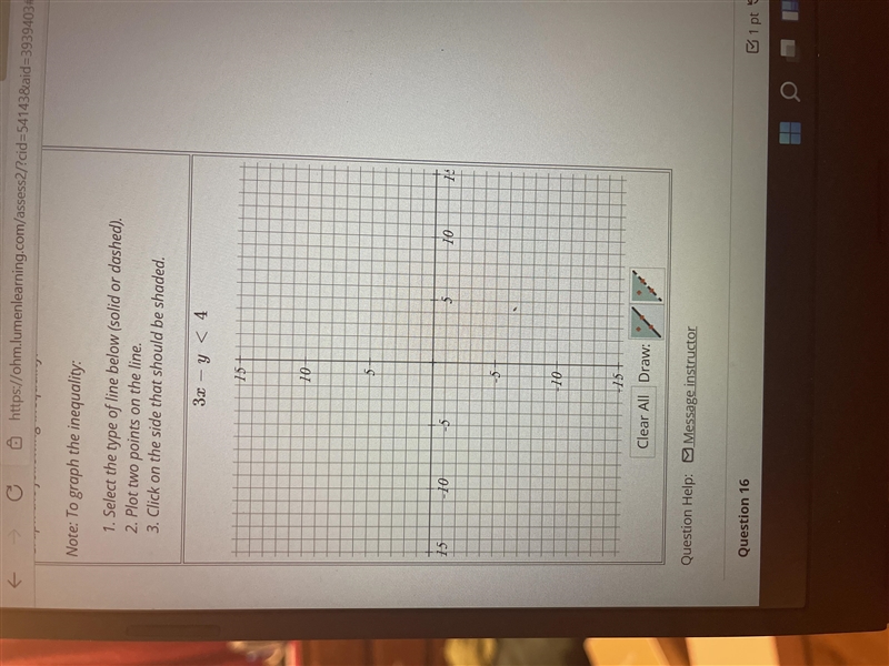 Graphing InequalitiesGraph the following inequality.Note: To graph the inequality-example-1